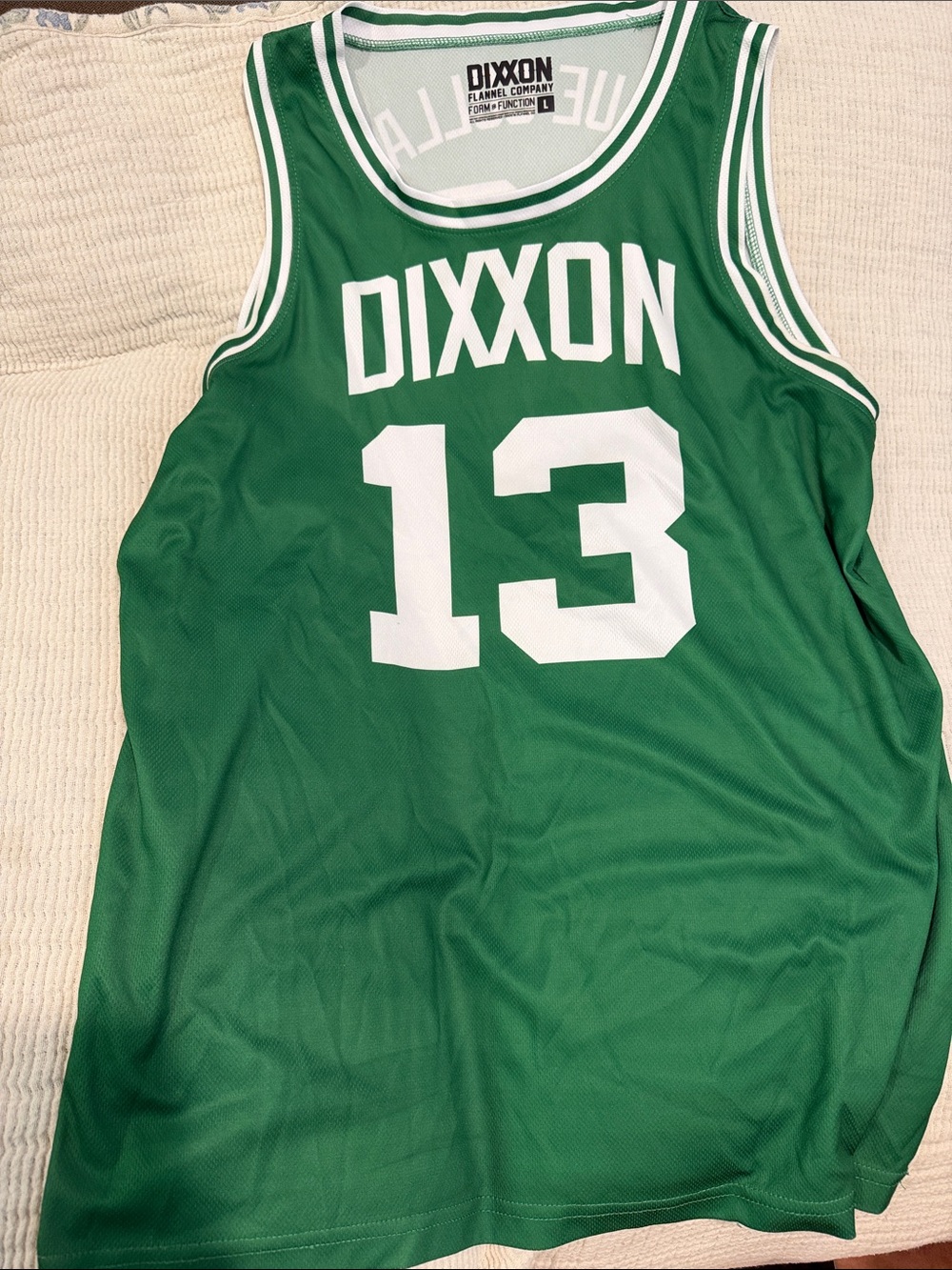 DIXXON Green and White Basketball Jersey with Number 13